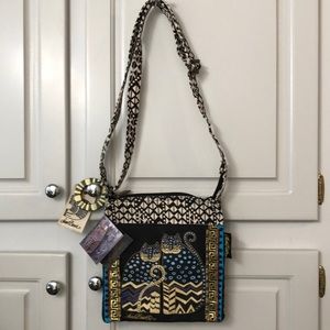 Laurel Burch Polka Dots cats crossbody bag